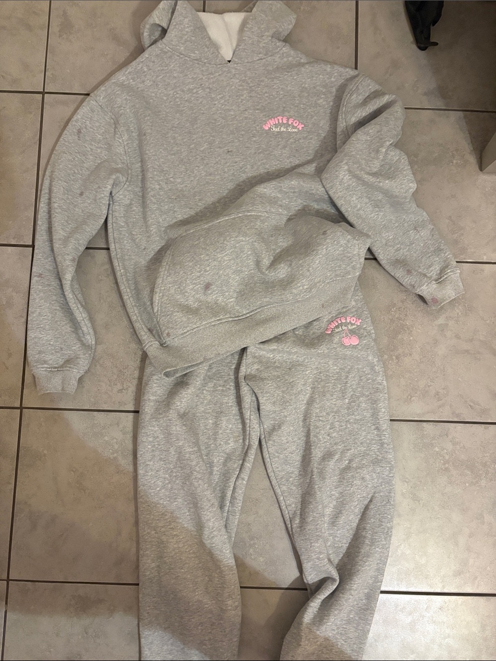White fox grey and pink set